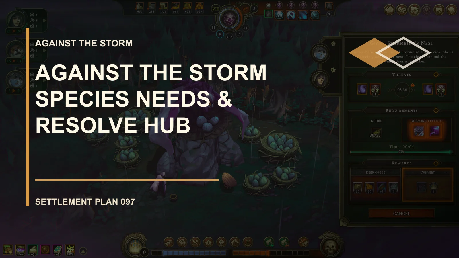 Against the Storm Species Needs & Resolve Hub